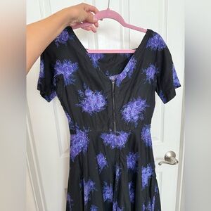 Vintage Black and Purple Floral Dress